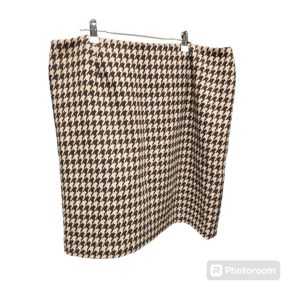 Talbots Brown & Beige Houndstooth Pencil Skirt Women's Size 20WP